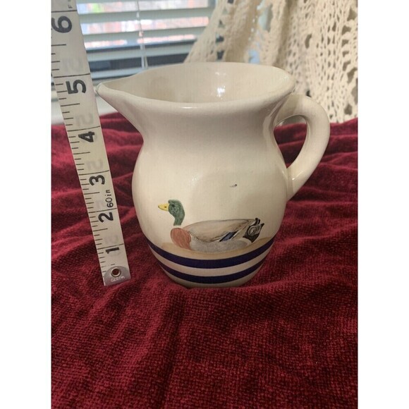 Vintage R.R.P CO. Roseville Ohio Pottery Pitcher # 303-G Painted Duck On Nest - Picture 7 of 7